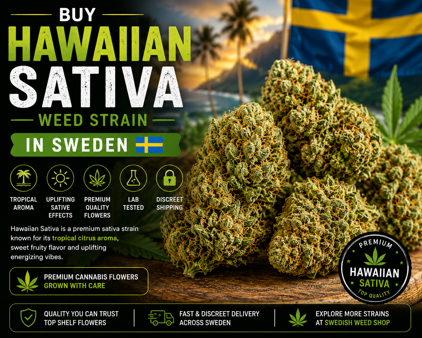 Buy Hawaiian Sativa Weed Strain in Sweden